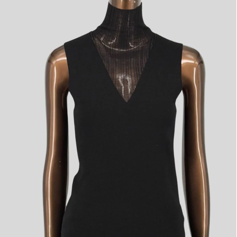 THEORY Sleeveless Top with Sheer Turtleneck - Small